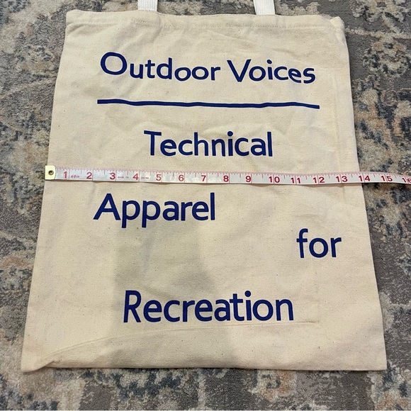 Outdoor Voices Canvas Tote Bag - Beige and Blue - Picture 2 of 3